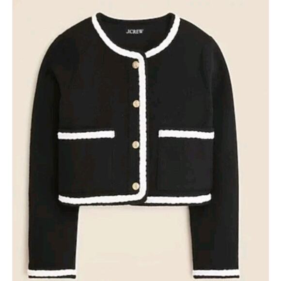 NWT J.Crew $138 Cropped bouclé yarn lady jacket Black Sz XL Large - Picture 4 of 11